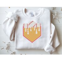 Baseball Waffle Cone Home Plate With Ice Cream Drip Sweatshirt