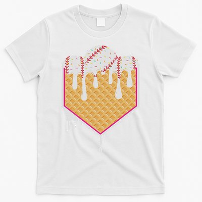 Baseball Waffle Cone Home Plate With Ice Cream Drip T-Shirt