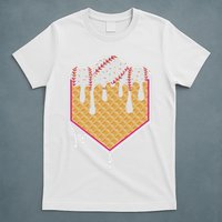 Baseball Waffle Cone Home Plate With Ice Cream Drip T-Shirt
