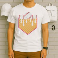 Baseball Waffle Cone Home Plate With Ice Cream Drip T-Shirt
