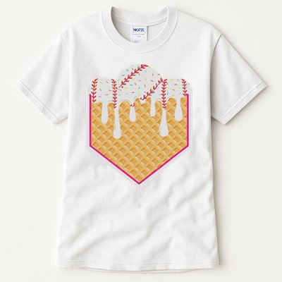 Baseball Waffle Cone Home Plate With Ice Cream Drip Tall T-Shirt