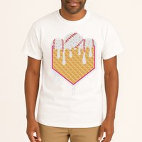 Baseball Waffle Cone Home Plate With Ice Cream Drip Tall T-Shirt