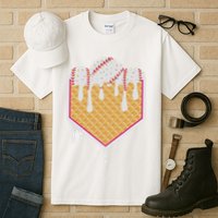 Baseball Waffle Cone Home Plate With Ice Cream Drip Tall T-Shirt