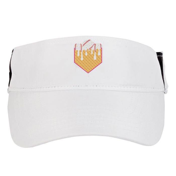 Baseball Waffle Cone Home Plate With Ice Cream Drip Adult Drive Performance Visor