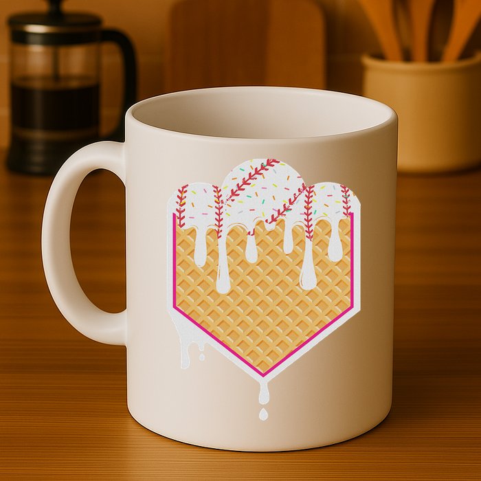 Baseball Waffle Cone Home Plate With Ice Cream Drip Mug