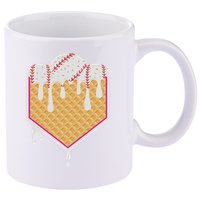 Baseball Waffle Cone Home Plate With Ice Cream Drip 11oz C Handle Ceramic Mug