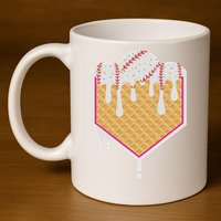 Baseball Waffle Cone Home Plate With Ice Cream Drip 11oz C Handle Ceramic Mug