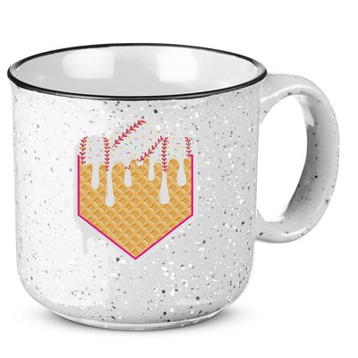 Baseball Waffle Cone Home Plate With Ice Cream Drip 15oz Campfire Ceramic Mug