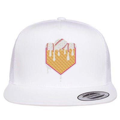 Baseball Waffle Cone Home Plate With Ice Cream Drip Flatbill Hat