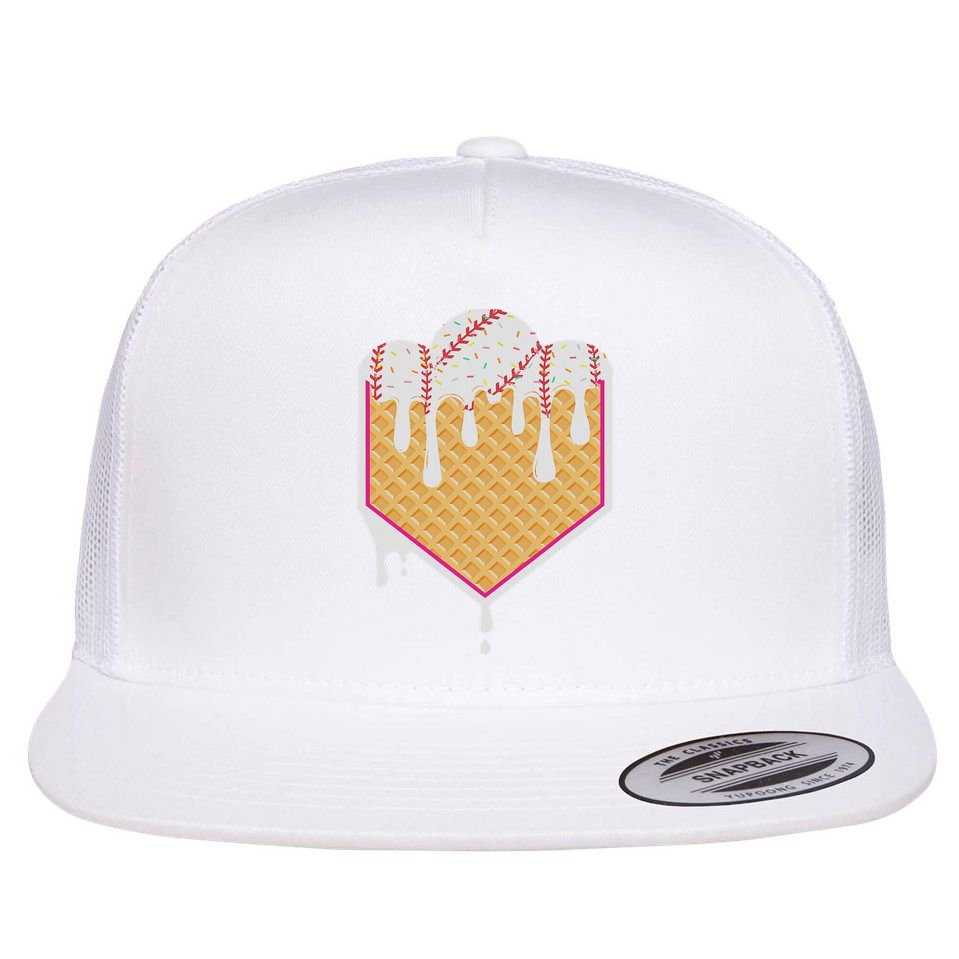 Baseball Waffle Cone Home Plate With Ice Cream Drip Flatbill Hat