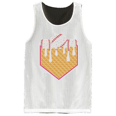 Baseball Waffle Cone Home Plate With Ice Cream Drip Mesh Reversible Basketball Jersey Tank