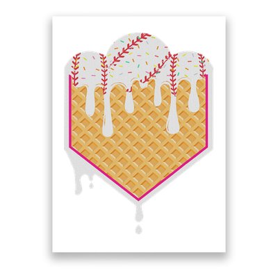 Baseball Waffle Cone Home Plate With Ice Cream Drip Poster