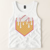 Baseball Waffle Cone Home Plate With Ice Cream Drip Tank Top