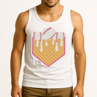 Baseball Waffle Cone Home Plate With Ice Cream Drip Tank Top