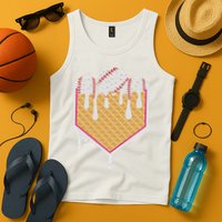 Baseball Waffle Cone Home Plate With Ice Cream Drip Tank Top