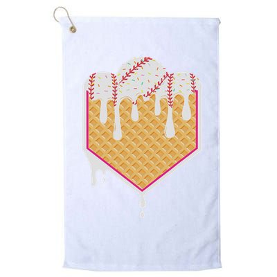 Baseball Waffle Cone Home Plate With Ice Cream Drip Golf Towel