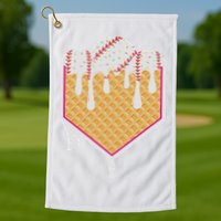 Baseball Waffle Cone Home Plate With Ice Cream Drip Golf Towel