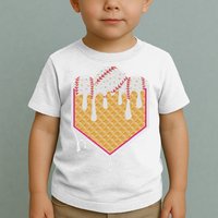 Baseball Waffle Cone Home Plate With Ice Cream Drip Toddler T-Shirt
