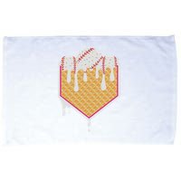 Baseball Waffle Cone Home Plate With Ice Cream Drip Microfiber Hand Towel