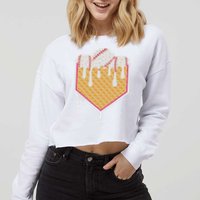 Baseball Waffle Cone Home Plate With Ice Cream Drip Cropped Pullover Crew
