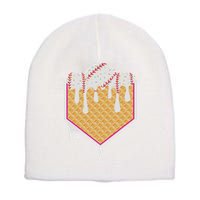 Baseball Waffle Cone Home Plate With Ice Cream Drip Short Acrylic Beanie