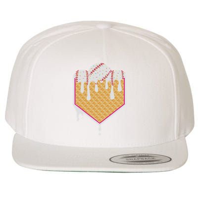 Baseball Waffle Cone Home Plate With Ice Cream Drip Wool Snapback Cap