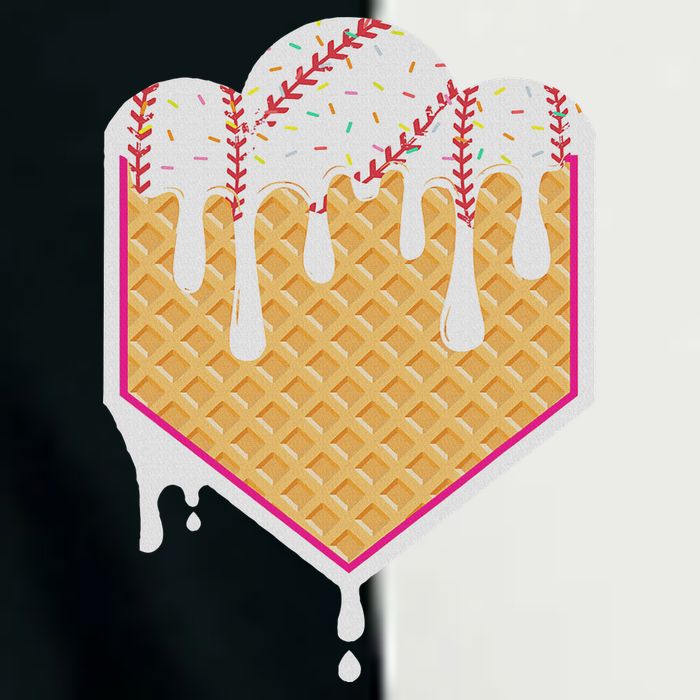 Baseball Waffle Cone Home Plate With Ice Cream Drip Infant Baby Jersey Bodysuit
