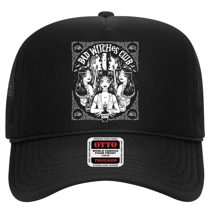 Bad Witches Club Horror High Crown Mesh Back Trucker Hat