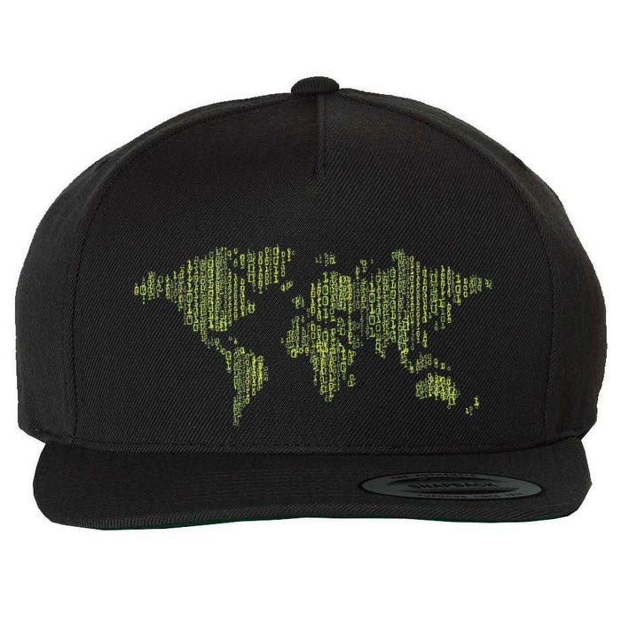 Binary World Computer Coding Programmer Wool Snapback Cap