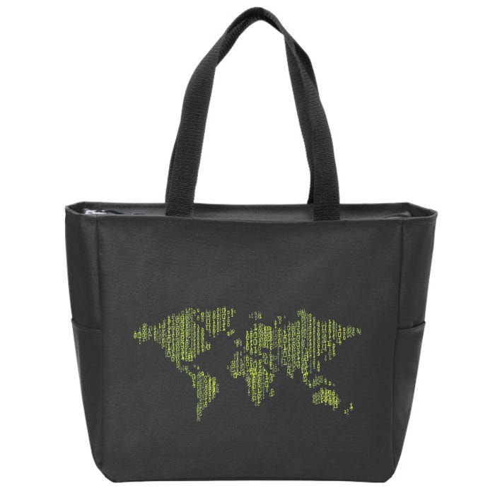 Binary World Computer Coding Programmer Zip Tote Bag