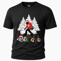 Bigfoot Wearing Christmas Pajamas Sasquatch And Xmas Tree Long Sleeve Performance Shirt