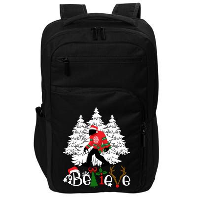 Bigfoot Wearing Christmas Pajamas Sasquatch And Xmas Tree Long Sleeve Impact Tech Backpack