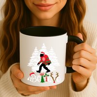 Bigfoot Wearing Christmas Pajamas Sasquatch And Xmas Tree Long Sleeve Mug