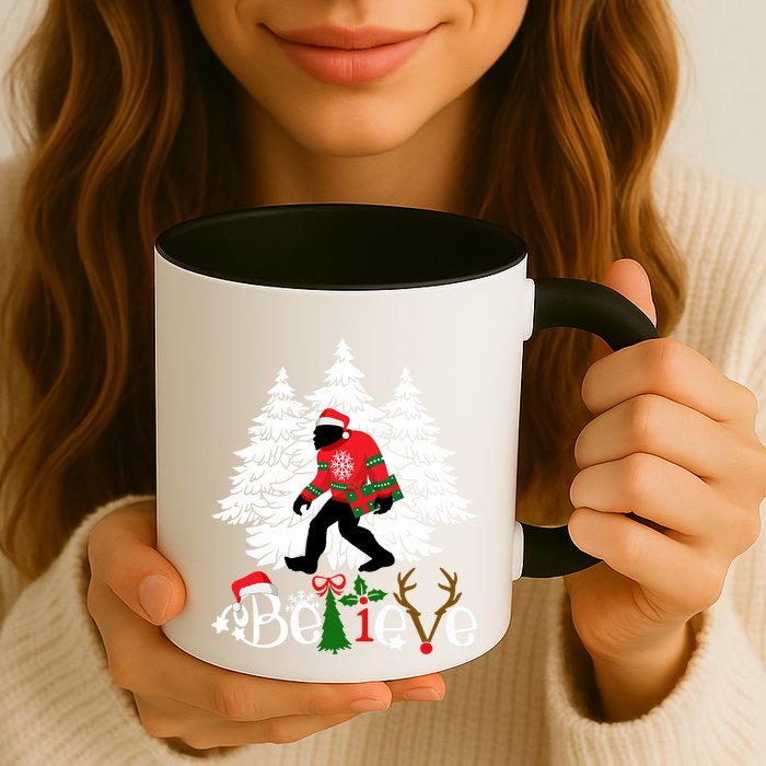 Bigfoot Wearing Christmas Pajamas Sasquatch And Xmas Tree Long Sleeve Mug