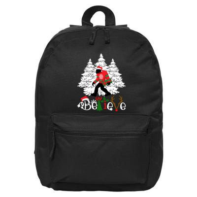 Bigfoot Wearing Christmas Pajamas Sasquatch And Xmas Tree Long Sleeve 16 in Basic Backpack