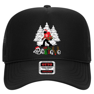 Bigfoot Wearing Christmas Pajamas Sasquatch And Xmas Tree Long Sleeve Trucker Hat