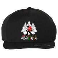 Bigfoot Wearing Christmas Pajamas Sasquatch And Xmas Tree Long Sleeve Wool Snapback Cap