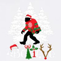 Bigfoot Wearing Christmas Pajamas Sasquatch And Xmas Tree Long Sleeve Garment-Dyed Sweatshirt