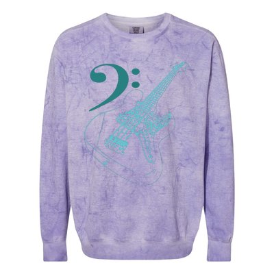 Bass With Clef Neon For Bassists Bass Player Colorblast Crewneck Sweatshirt