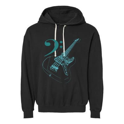 Bass With Clef Neon For Bassists Bass Player Garment-Dyed Fleece Hoodie