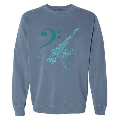 Bass With Clef Neon For Bassists Bass Player Garment-Dyed Sweatshirt