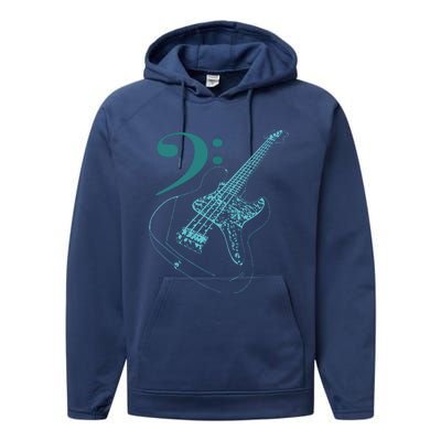 Bass With Clef Neon For Bassists Bass Player Performance Fleece Hoodie