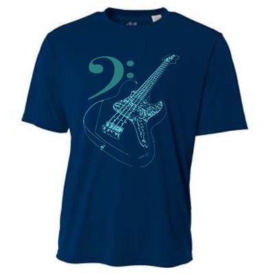 Bass With Clef Neon For Bassists Bass Player Cooling Performance Crew T-Shirt