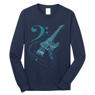 Bass With Clef Neon For Bassists Bass Player Long Sleeve Shirt