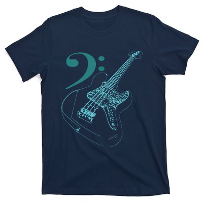 Bass With Clef Neon For Bassists Bass Player T-Shirt