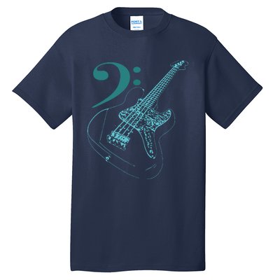 Bass With Clef Neon For Bassists Bass Player Tall T-Shirt