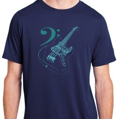 Bass With Clef Neon For Bassists Bass Player Adult ChromaSoft Performance T-Shirt