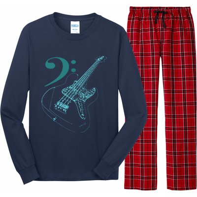 Bass With Clef Neon For Bassists Bass Player Long Sleeve Pajama Set