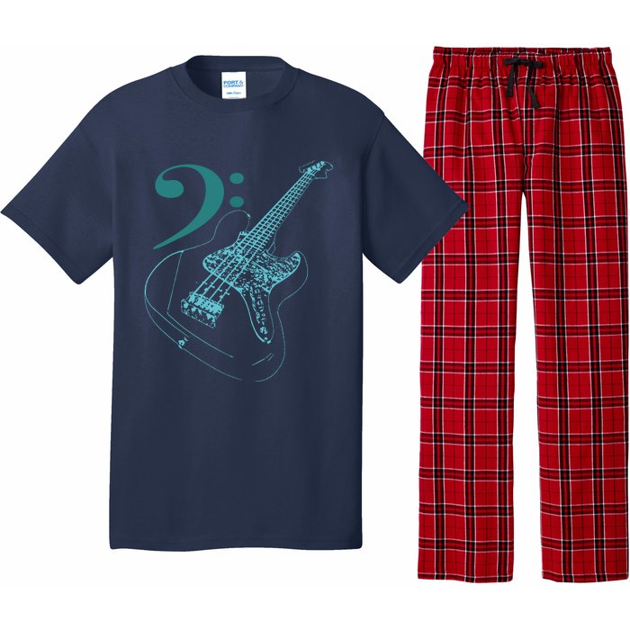 Bass With Clef Neon For Bassists Bass Player Pajama Set