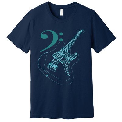 Bass With Clef Neon For Bassists Bass Player Premium T-Shirt